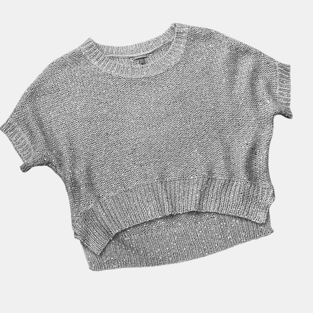 Charlotte Russe Gray Cropped Crewneck Knit Sweater